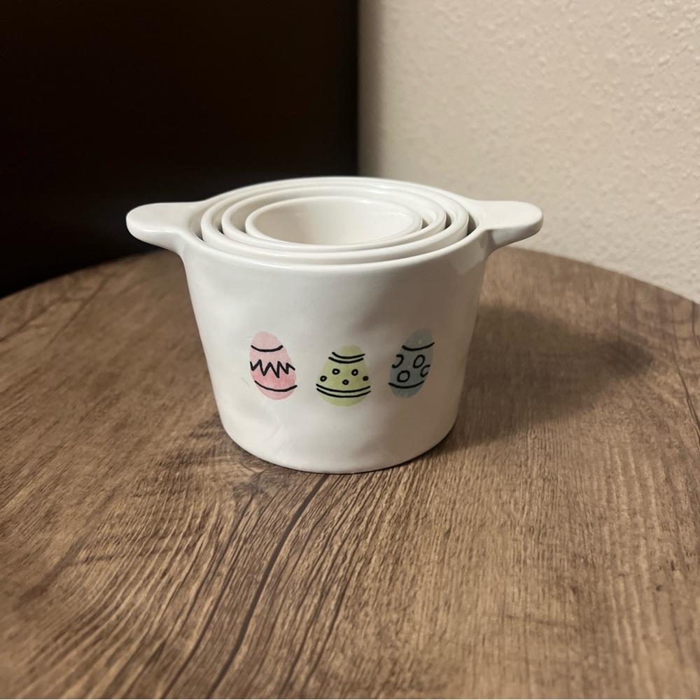 Rae Dunn Easter Egg Ceramic Double Sided Measuring Cups Set of 4